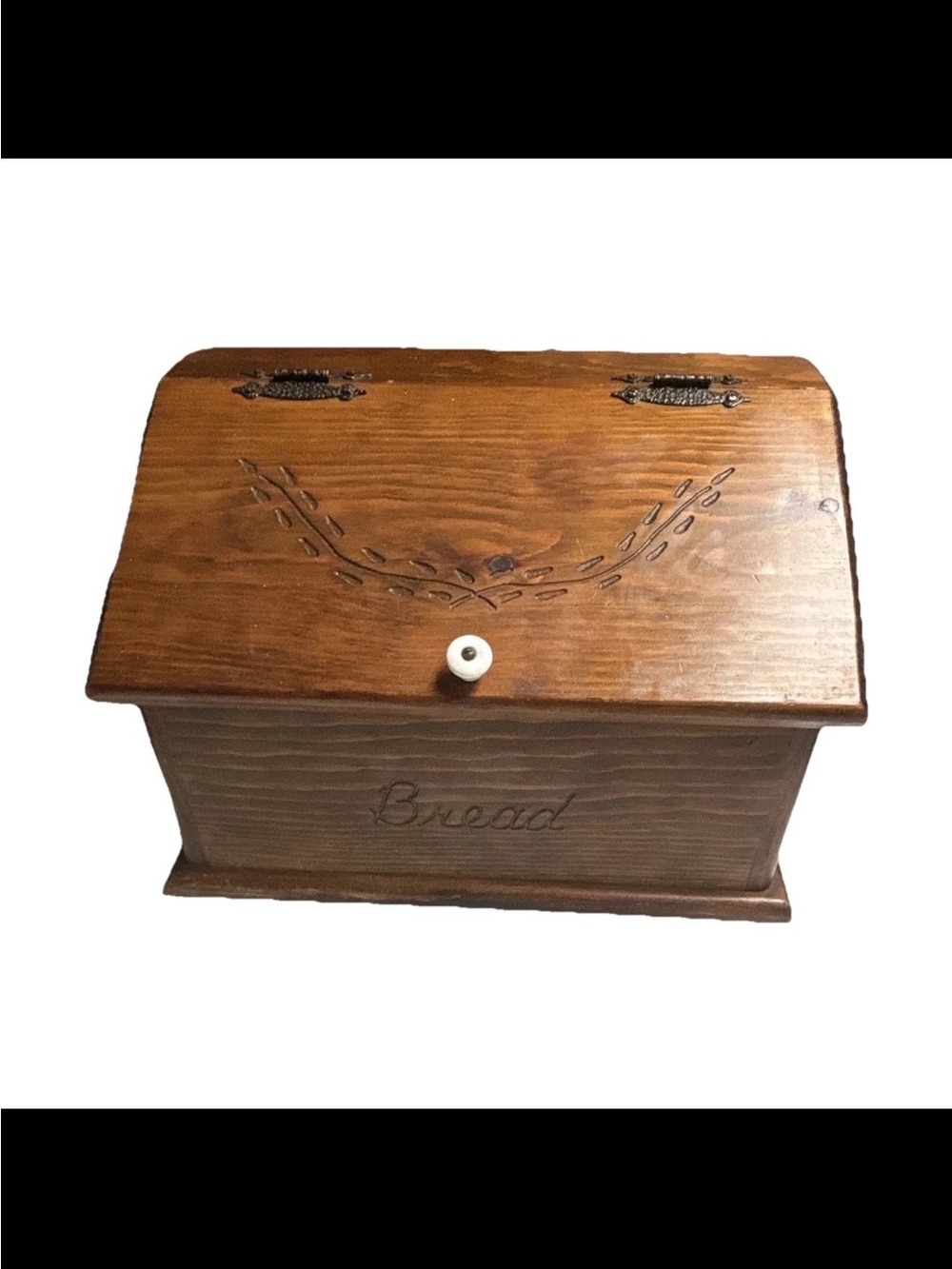 Vintage Handcrafted Wooden Bread Box Storage Chest in Brown